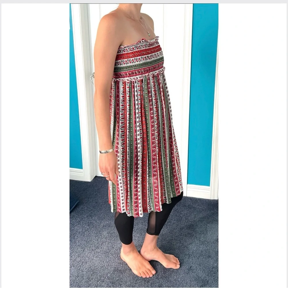 🇨🇦design:unik dual use as skirt or dress smocked w/fun patterned stripes-vintage - Picture 7 of 16